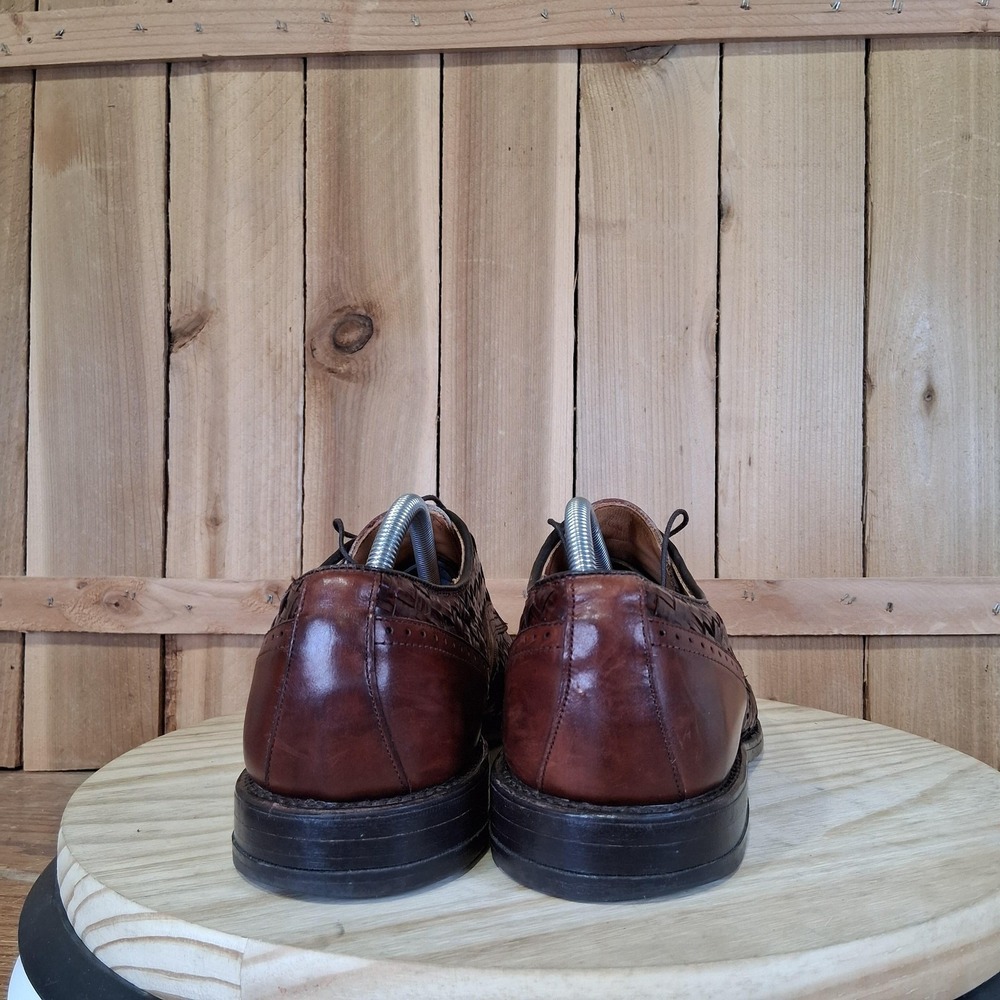 Allen Edmonds Crandon Shoes Mens 11 C Brown Woven Leather Cap Toe Oxford USA - Picture 4 of 8